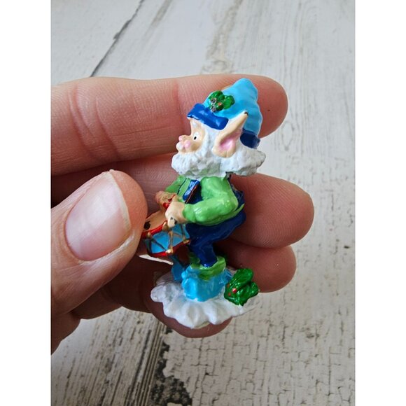 Enesco elf drums mini pewter North Pole village figurine Xmas zimnicki - Picture 3 of 8